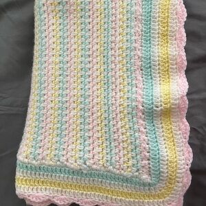 Handmade Pastel Baby Blanket crocheted